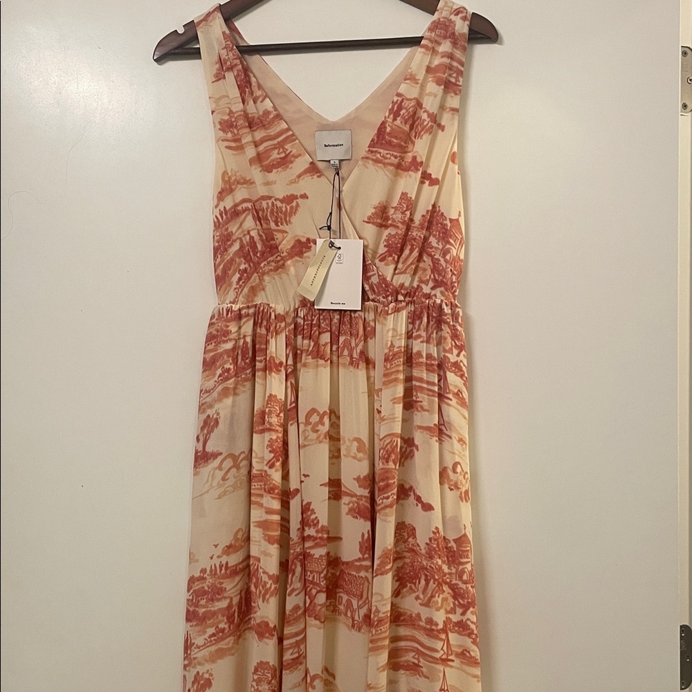 Reformation Cream/ivory and Red/pink Patterned Dress from Anthropologie size 4